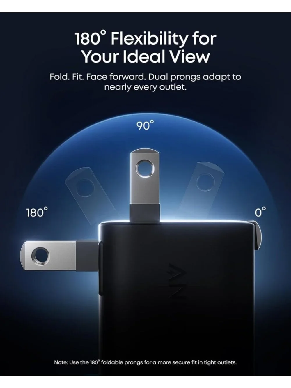 Anker Smart Display Charger 45w Fast Charging Smart Recognition Foldable Plug